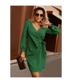 Sexy V Neck Lace-Up Mini Dress Puff Sleeve Solid Color Wholesale Dresses SDN561528 -OTIS Clothing Shop 20220905053401472