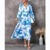 Floral Print Long Sleeve Tie-Up Midi Lapel Swing Pleated Dress Wholesale Dresses SDN536695 -OTIS Clothing Shop 20220905112046252 1