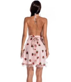 Deep V-neck Sequins Strawberry Embroidered Halter Dress -OTIS Clothing Shop 210104414 3