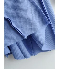 Irregular Seam Pleated Ribbed Dress -OTIS Clothing Shop 210114999 6