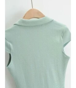 Peak Neck Solid Ribbed Knitting Dress -OTIS Clothing Shop 210118224 5