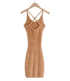 Criss Cross Back Fuzzy Knitted Suspender Dress -OTIS Clothing Shop 210118942 6