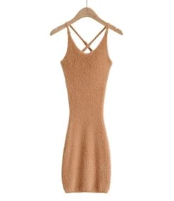 Criss Cross Back Fuzzy Knitted Suspender Dress -OTIS Clothing Shop 210118942 7