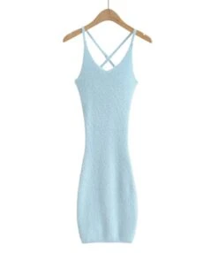 Criss Cross Back Fuzzy Knitted Suspender Dress -OTIS Clothing Shop 210118942 8