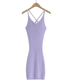 Criss Cross Back Fuzzy Knitted Suspender Dress -OTIS Clothing Shop 210118942 9