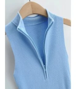 Half Zipper Rib-knit Tank Dress -OTIS Clothing Shop 210127224 11