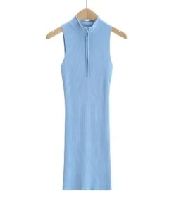 Half Zipper Rib-knit Tank Dress -OTIS Clothing Shop 210127224 3