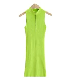 Half Zipper Rib-knit Tank Dress -OTIS Clothing Shop 210127224 6