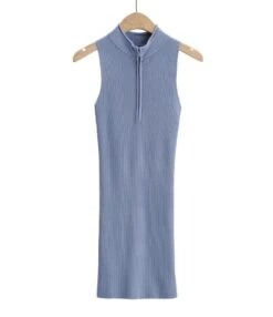 Half Zipper Rib-knit Tank Dress -OTIS Clothing Shop 210127224 7