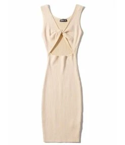 Reversible Knotted Rib-knit Tank Dress Cheap Wholesale Womens Clothing Dresses -OTIS Clothing Shop 210302838 12