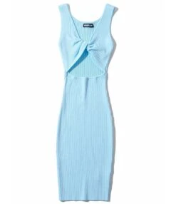 Reversible Knotted Rib-knit Tank Dress Cheap Wholesale Womens Clothing Dresses -OTIS Clothing Shop 210302838 1