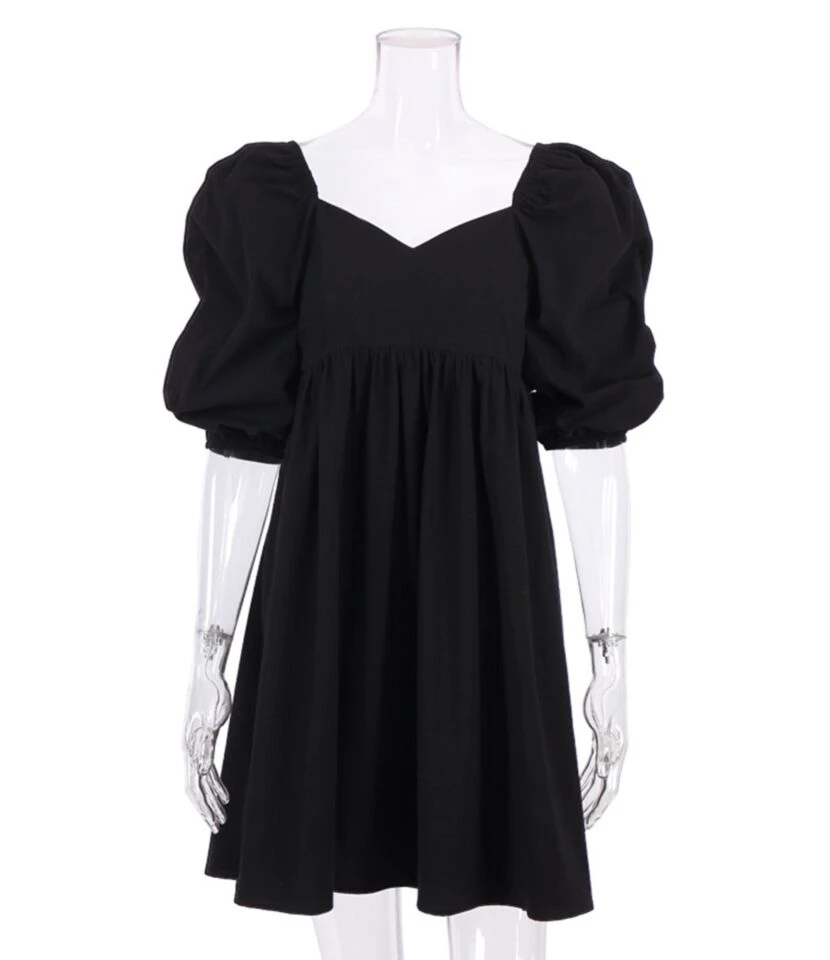 Puff Sleeve V-neck Flare Dress 5 Puff Sleeve V-neck Flare Dress - Image 3