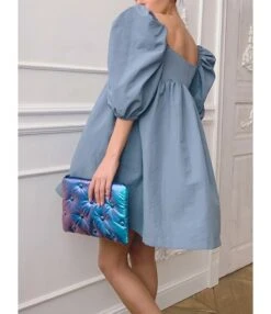 Puff Sleeve V-neck Flare Dress 16 Puff Sleeve V-neck Flare Dress -OTIS Clothing Shop 210312740 12