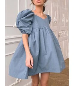 Puff Sleeve V-neck Flare Dress 15 Puff Sleeve V-neck Flare Dress -OTIS Clothing Shop 210312740 14 1