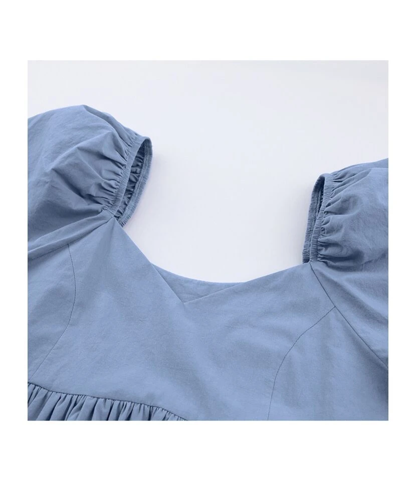 Puff Sleeve V-neck Flare Dress 8 Puff Sleeve V-neck Flare Dress - Image 6