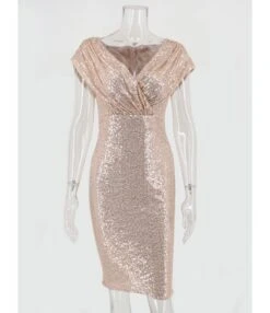 Deep V-neck Partywear Bodycon Sequins Dress -OTIS Clothing Shop 210330457 4