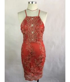 Sleeveless Back Crisscross Lettuce Trim Totem Print Stitching Lace Halter Dress -OTIS Clothing Shop 210510884 7