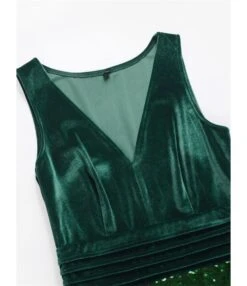 Sleeveless V-neck Velvet Sequin Patchwork Evening Maxi Dress -OTIS Clothing Shop 210514423 11