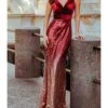 Sleeveless V-neck Velvet Sequin Patchwork Evening Maxi Dress -OTIS Clothing Shop 210514423 1