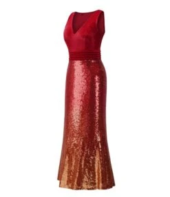 Sleeveless V-neck Velvet Sequin Patchwork Evening Maxi Dress -OTIS Clothing Shop 210514423 5