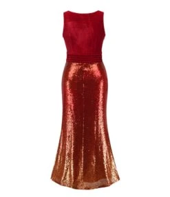 Sleeveless V-neck Velvet Sequin Patchwork Evening Maxi Dress -OTIS Clothing Shop 210514423 6