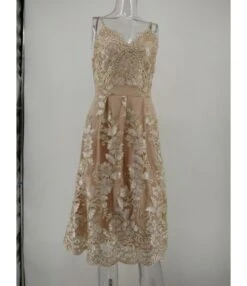 Lettuce Trim Sweetheart Collar Embroidered Lace Backless Dress 210519103 -OTIS Clothing Shop 210519103 2