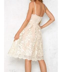 Lettuce Trim Sweetheart Collar Embroidered Lace Backless Dress 210519103 -OTIS Clothing Shop 210519103 4