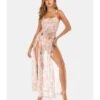 Fringed Sequin Split Thigh Cami Maxi Dress 210519104 -OTIS Clothing Shop 210519104 pink