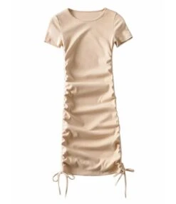 Solid Color Smock Lace-up Short Sleeve Bodycon Dress 210601979 19 Solid Color Smock Lace-up Short Sleeve Bodycon Dress 210601979 -OTIS Clothing Shop 210601979 2 1