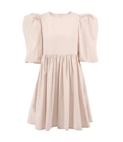 Puff Sleeve Round Neck Solid Loose Dress 210728917 -OTIS Clothing Shop 210728917 6