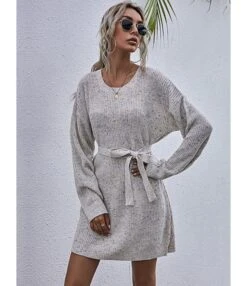 Short Sweater Dress Loose Tie Up Casual 210803431 -OTIS Clothing Shop 210803431 3