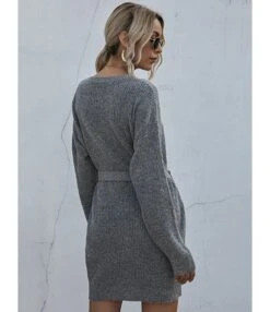 Short Sweater Dress Loose Tie Up Casual 210803431 -OTIS Clothing Shop 210803431 4