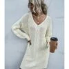 Casual Knitting Short Dress V-neck Twist 210803584 -OTIS Clothing Shop 210803584 1