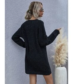 Low Cut Loose Sweater Short Dress 210812797 -OTIS Clothing Shop 210812797 2