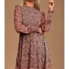 Long Sleeve Floral Ruffle Pleated Midi Dress Wholesale Women's Clothing Wholesale Dresses 210820398 -OTIS Clothing Shop 210820398 2