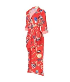 Floral Printed Long Sleeve Lapel Collar Dress 210824308 -OTIS Clothing Shop 210824308 11