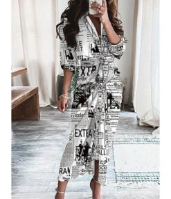 Floral Printed Long Sleeve Lapel Collar Dress 210824308 -OTIS Clothing Shop 210824308 4