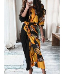 Floral Printed Long Sleeve Lapel Collar Dress 210824308 -OTIS Clothing Shop 210824308 8