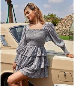 Plain & Print Long Lantern Sleeve Square Neck Chiffon Layered Skirts Design Cake Dress Resort Wholesale Dresses SDN532456 -OTIS Clothing Shop 2174d2c2 acb3 4f26 9710 47196836b75e ebb47cd994767cd5c28502f23cece6ac