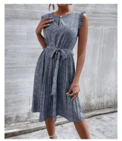 Casual Print Sleeveless Dress Floral Pleated Tie-Up A-Line Wholesale Dresses SDN561296 -OTIS Clothing Shop 21 3 3