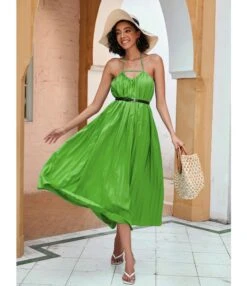 Solid Color Halterneck Cutout Mid-Length Open Back Swing Pleated Dress With Belt Sexy Wholesale Dresses SDN533124 -OTIS Clothing Shop 25692b5d 9ef1 4fb0 8b70 4a4fbd308304 db92054375882cfe27a3ed9d6e061184