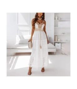 Sling Low Cut Lace Lace Contrast Stitching Dress Wholesale Dresses N462303280017210