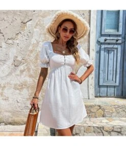 Square Neck Button Up Solid Color Puff Sleeve A-Line Dress Wholesale Dresses SDV464540 -OTIS Clothing Shop 28e4b093 3d17 4d0f ad4f 36b0c88f7468 578715b18aefb6172e172b4bc70ee91a