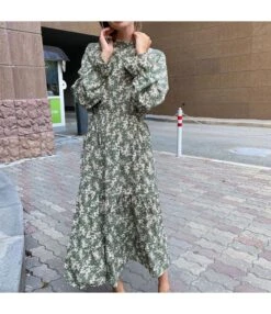 Wholesale Swing Floral Long Sleeve Maxi Dress SD201098