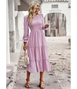 Solid Color Long Sleeve High Waist Mid-Length Smocked Swing Dress Wholesale Dresses SDN539501 -OTIS Clothing Shop 2ddda710 ea0e 4609 aade 7bc11a55b1f3 b4240dee66a634c30b1ba49db3ecbeff