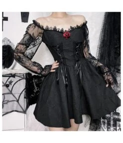 Dark Three-Dimensional Floral Lace Long-Sleeved A-Swing Princess Dress Wholesale Dresses SDV464254 -OTIS Clothing Shop 2f79e8c5 16d8 48ff 9f48 ae394453d7a8 807bfc34ecc7272fd18e97cfeffdbc0d