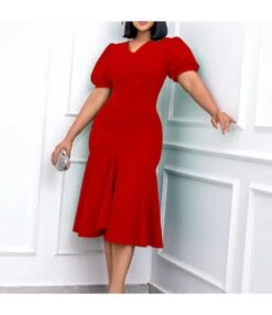 Fashion Short-Sleeved V-Neck High Waist Package Hip Dress Wholesale Dresses V5923050500011