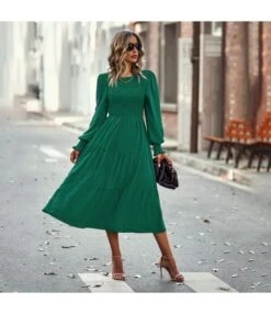 Casual High Waist Swing Midi Dress Long Sleeve Solid Color Wholesale Dresses SDN562290 -OTIS Clothing Shop 3787f989 0331 4fc3 b190 09d2e472dbe9 8bbf4d1886ba59d395988c7b63b6117a