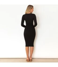 Long-Sleeve V-Neck Slim-Fit Tie Midi Bodycon Knit Dress Wholesale Dresses SDN537004 -OTIS Clothing Shop 3996711f 5e81 4893 97d7 ae4edbc3f32a 6cf927455b589802017931aa5419fc1a
