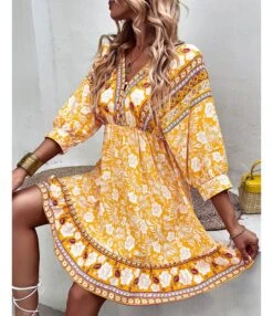 Fashion Print V Neck Swing Dress Casual Loose Backless Lace-Up Short Sleeve Wholesale Dresses -OTIS Clothing Shop 39e29e05 dfa2 4e88 acde a210529c0c5c cb8f3d223d8679964b381434320ba578